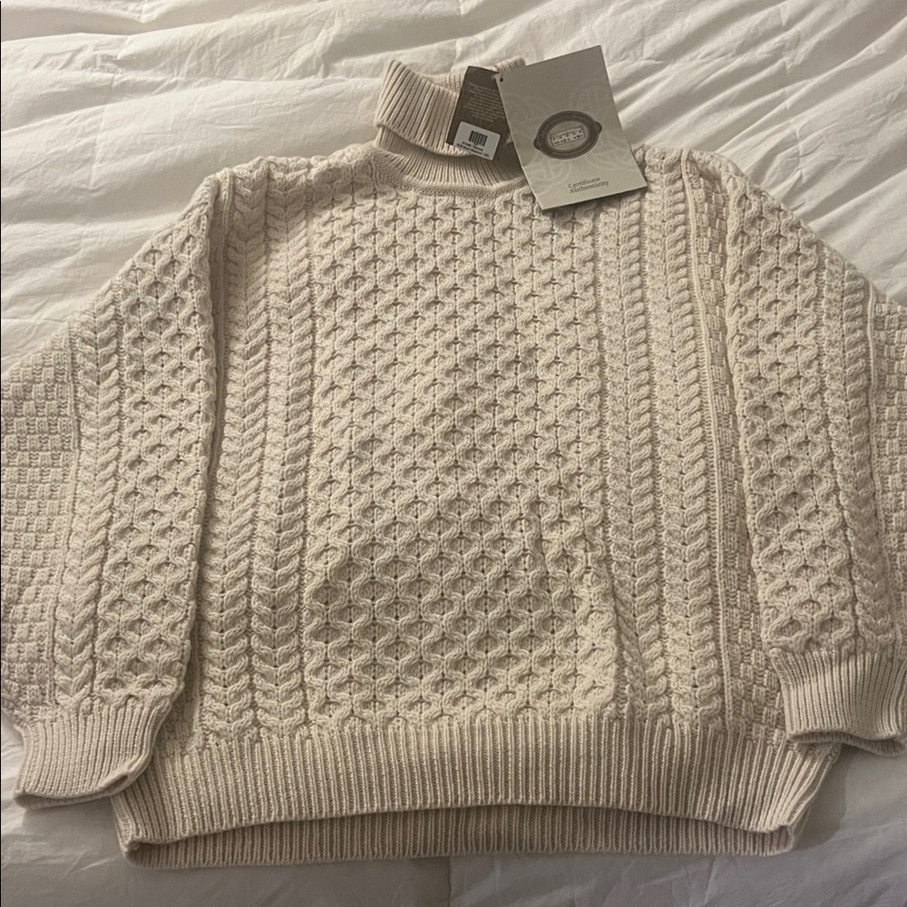 Aran Sweater Market Natural Roll Neck Sweater